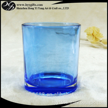 transparent blue colored recycled glass candle jars 450ml